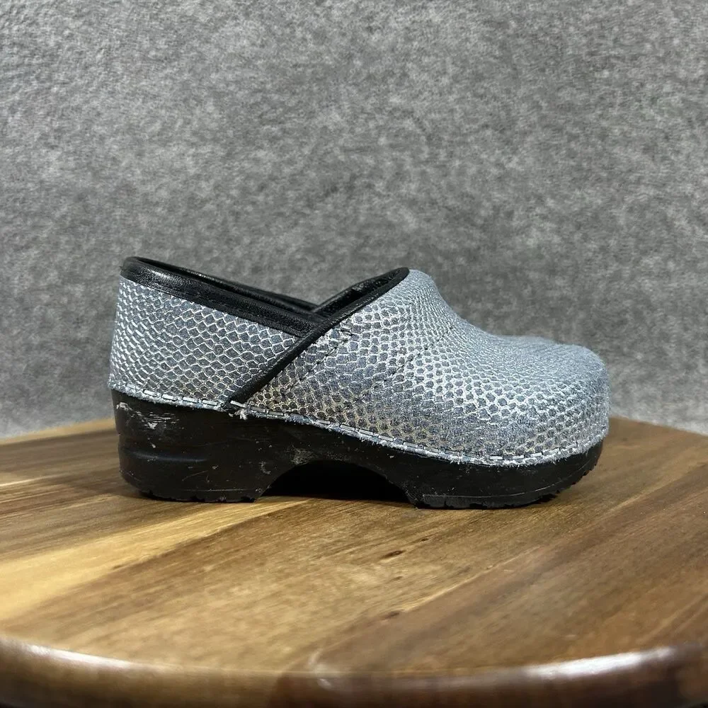 Sanita Glitter Girls Kids 25 8.5-9 Blue Slip On Clog Shoes Used